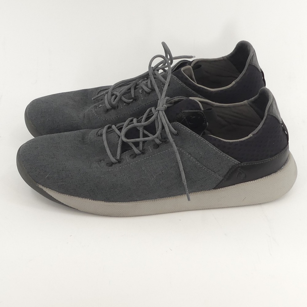 OluKai Nanea Li Gray Canvas Casual Lace Up‎ Shoes Sneakers Men's 13